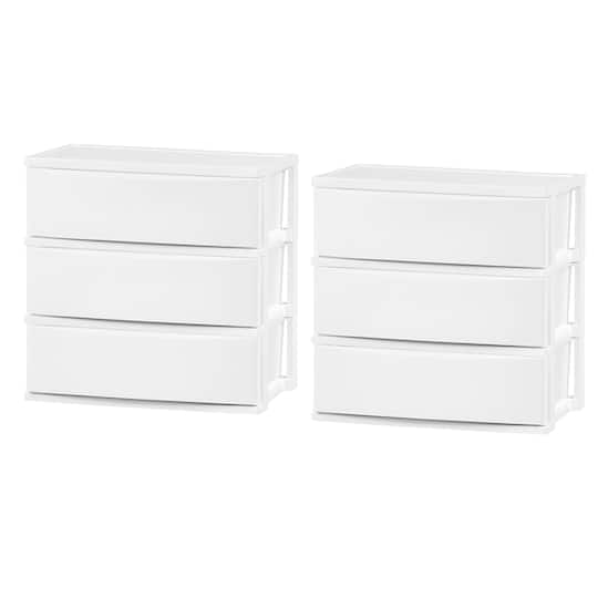 IRIS® 29.5qt. White Wide 3-Drawer Stacking Chests, 2ct.